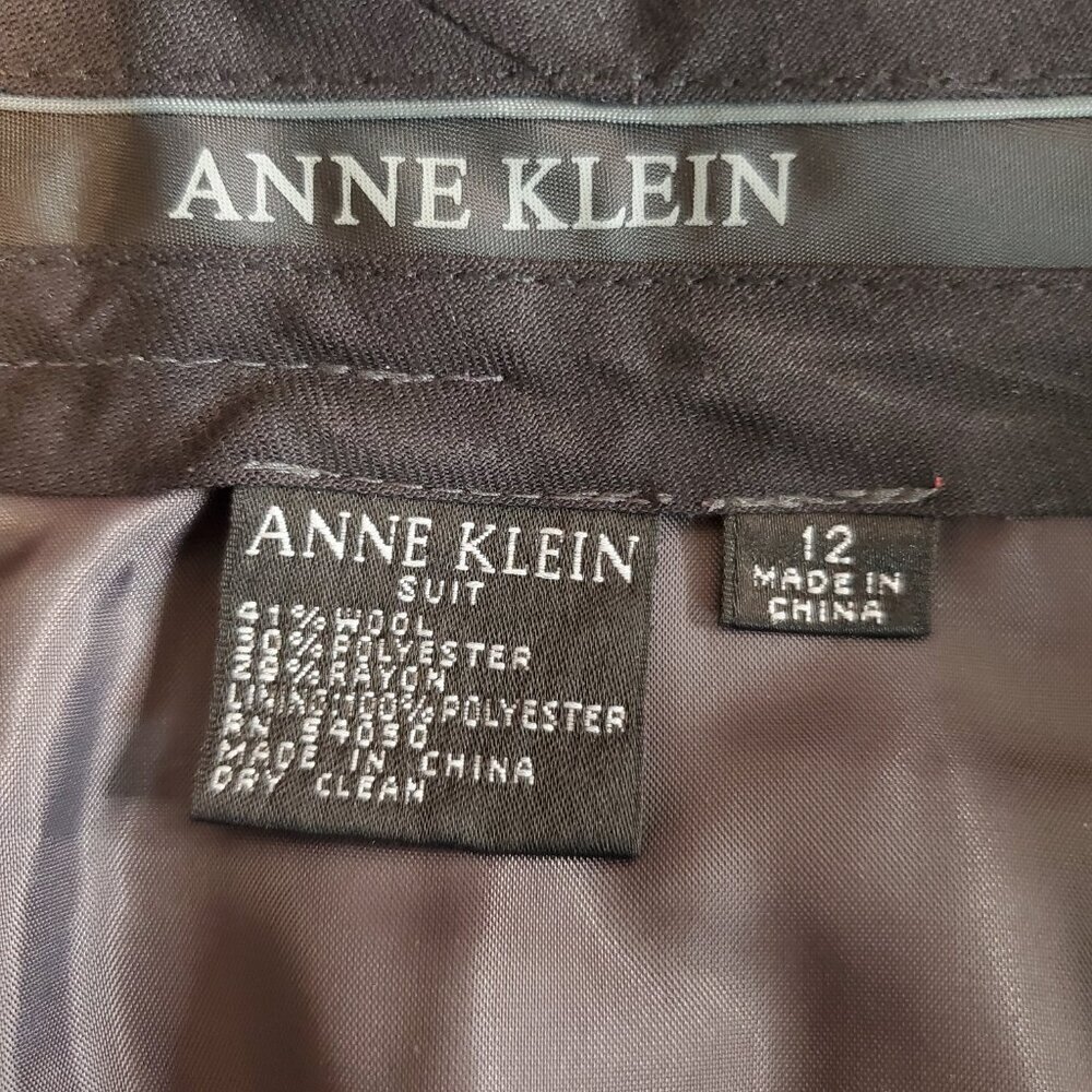 ANNE KLEIN SZ 12 Woven Wool Blend Plaid Lined Wide-leg Dress Pants Trousers - Picture 3 of 12